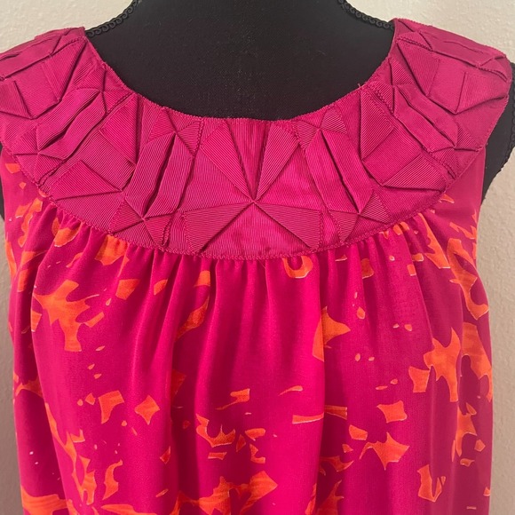 CAbi Sz S Origami Pink & Orange Tunic Top Sleeveless Blouse Chiffon Layered #999 - Picture 2 of 6